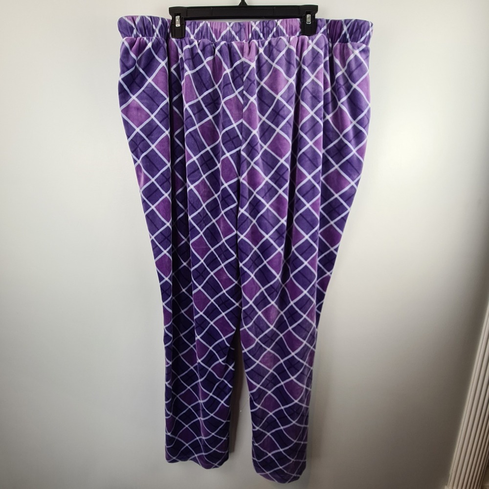 Muk Luks Womens Purple Velour Pajama Set Long Sleeve T3X Plus Size Lounge PJs - Picture 11 of 13